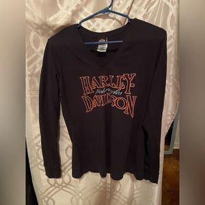 Women’s Harley Davidson V neck long sleeve shirt Large